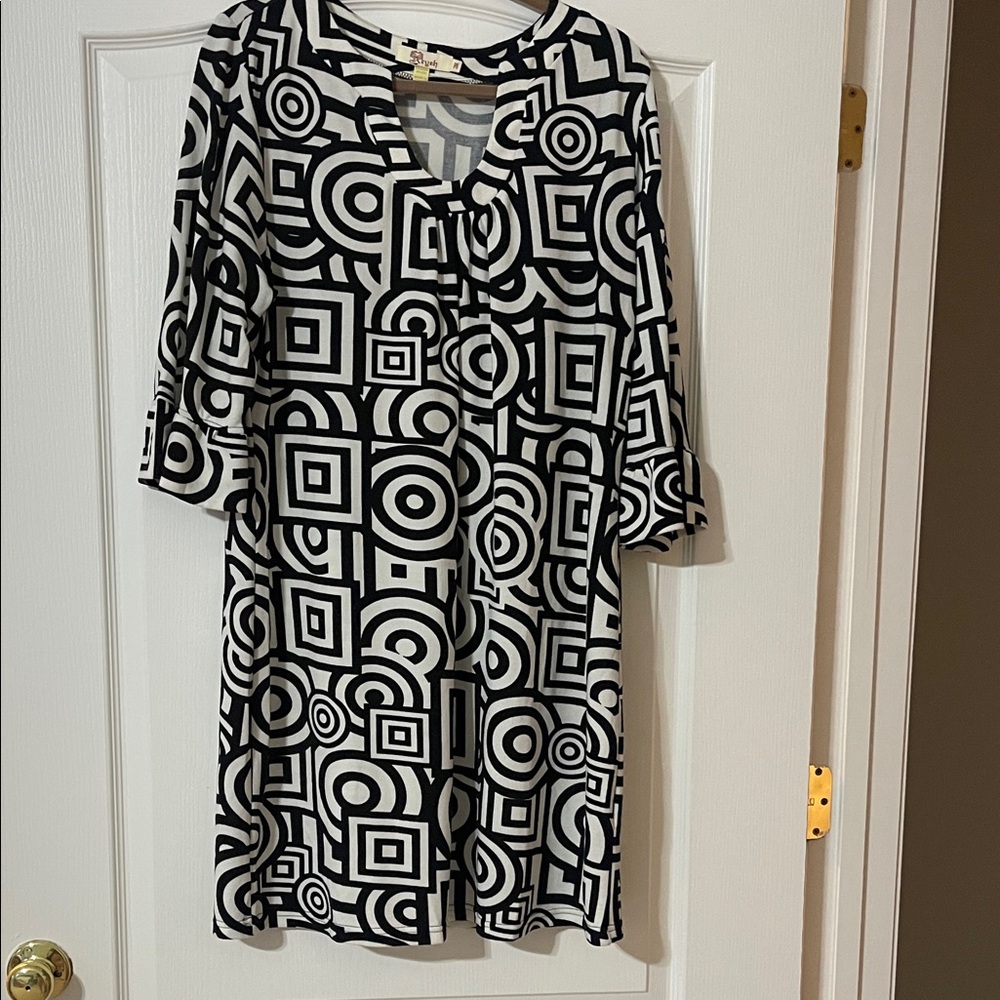 Aryeh Black and White Geometric Dress
